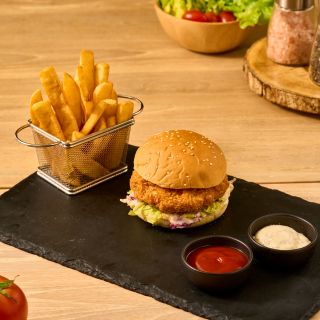 Crispy prawn burger at our Phuket Thai restaurant 